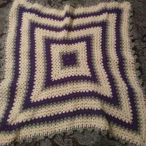 Handmade baby blanket crochet, (purple green white)